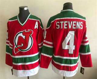 Mens New Jersey Devils #4 Scott Stevens Red Stitched Jersey->->NHL Jersey